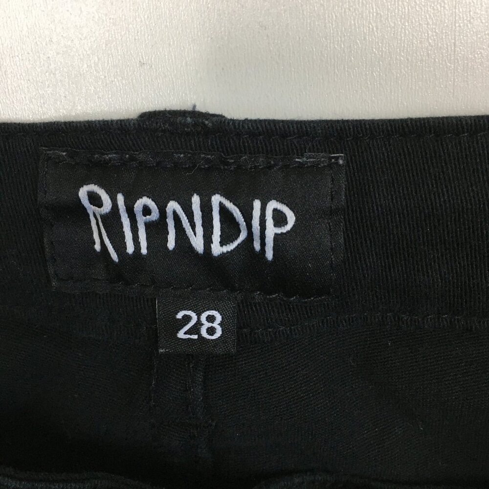 RIP N DIP Logo Hardware Black Embroidery Lord Nermal Peeking Cat 5 Pocket Jeans - Picture 2 of 16
